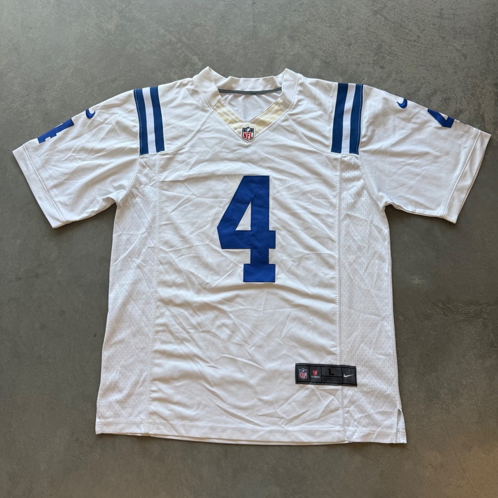 Nike NFL Indianapolis Colts Adam Vinatieri 4 Jersey Mens Large White Road Kicker